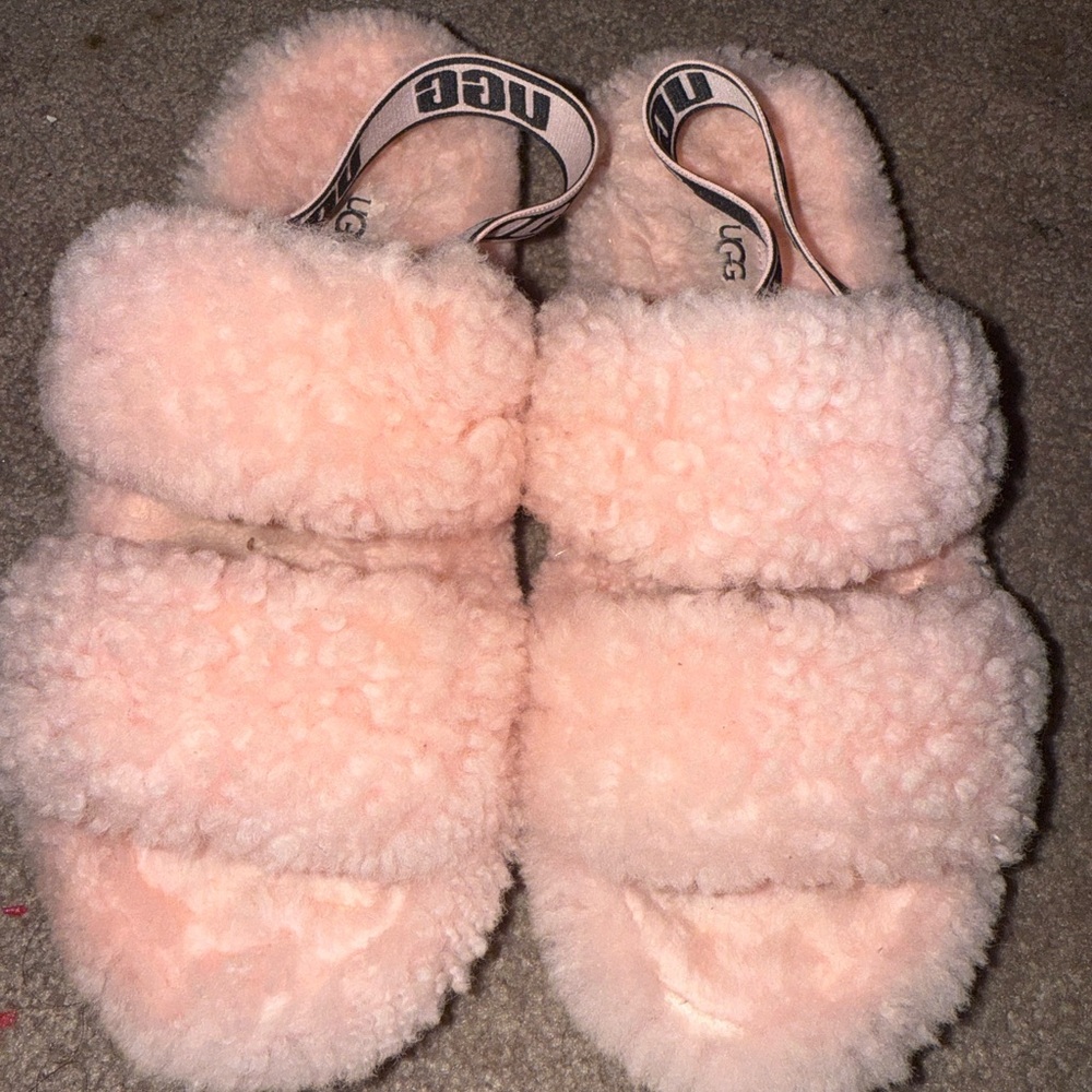 UGG Soft Pink Fluffy Sandals